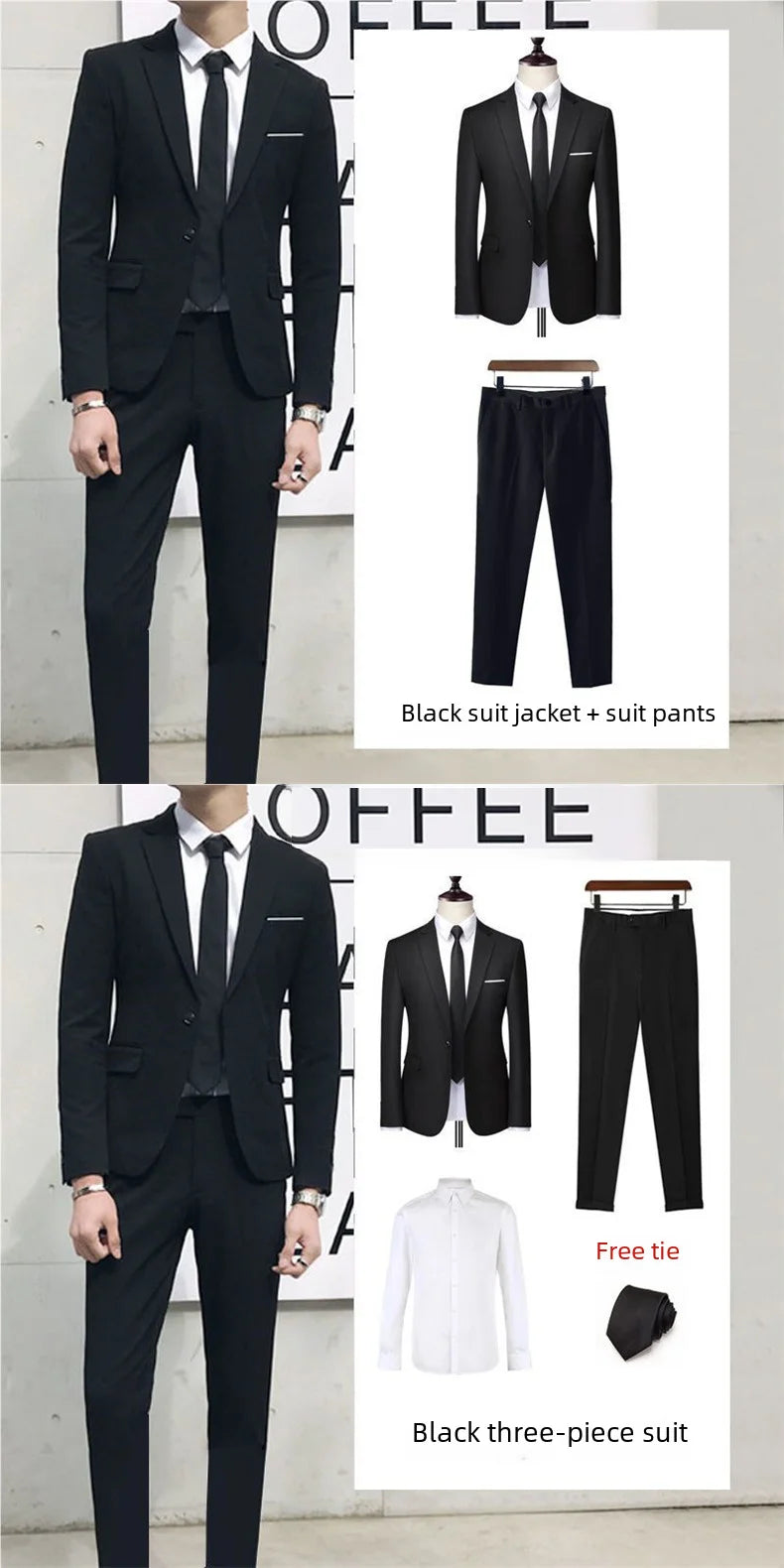 Men's Three-piece Suit Casual Slim Fit Western-style Business Attire Korean Version Youth Student Style Smooth Sihouette - Premium  from Lizard Vigilante - Just $37.99! Shop now at Lizard Vigilante