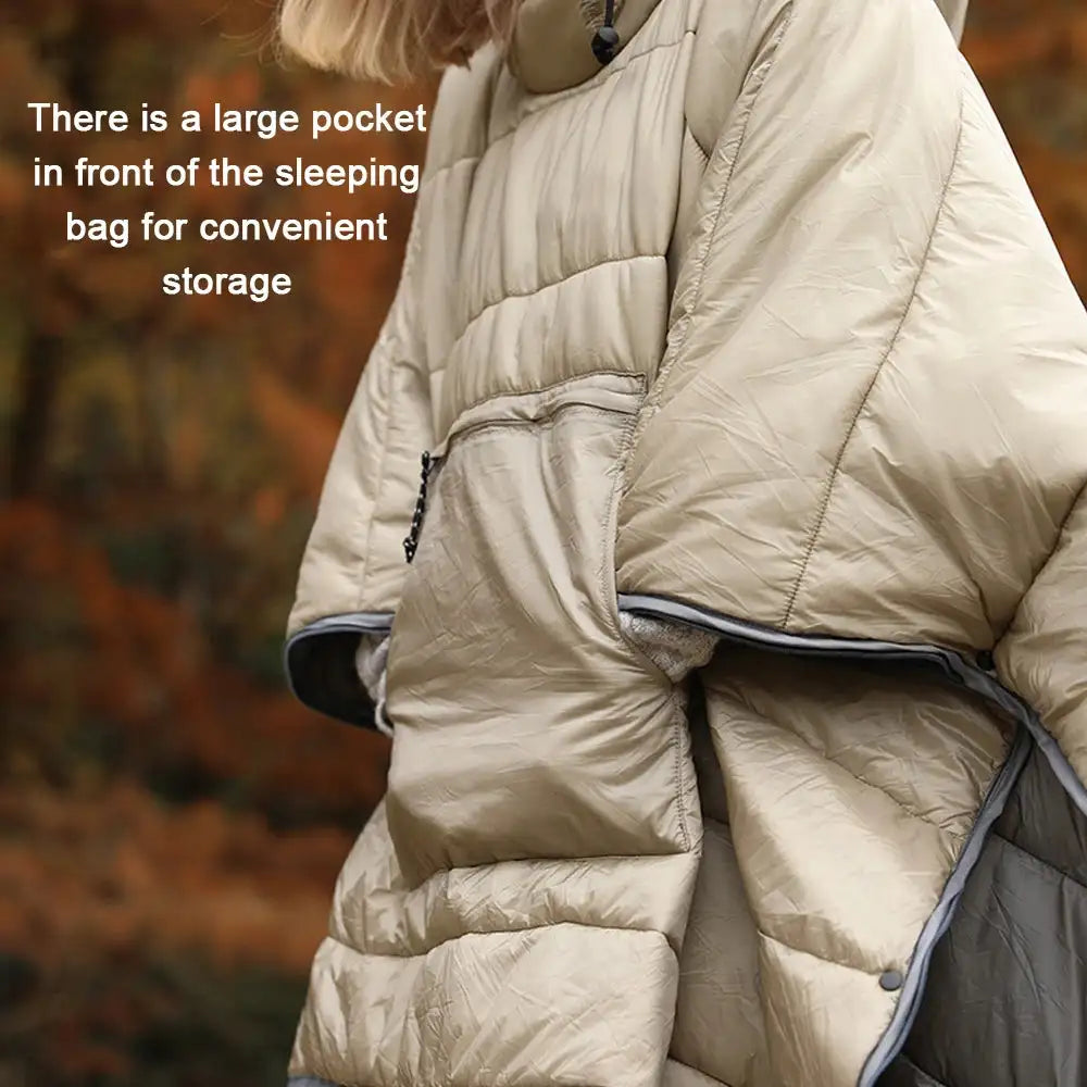 Outdoor Wearable Cloak Sleeping Bag Portable Warming Sleeping Bag Light-weight Cotton Sleeping Bag for Winter Camping Travel