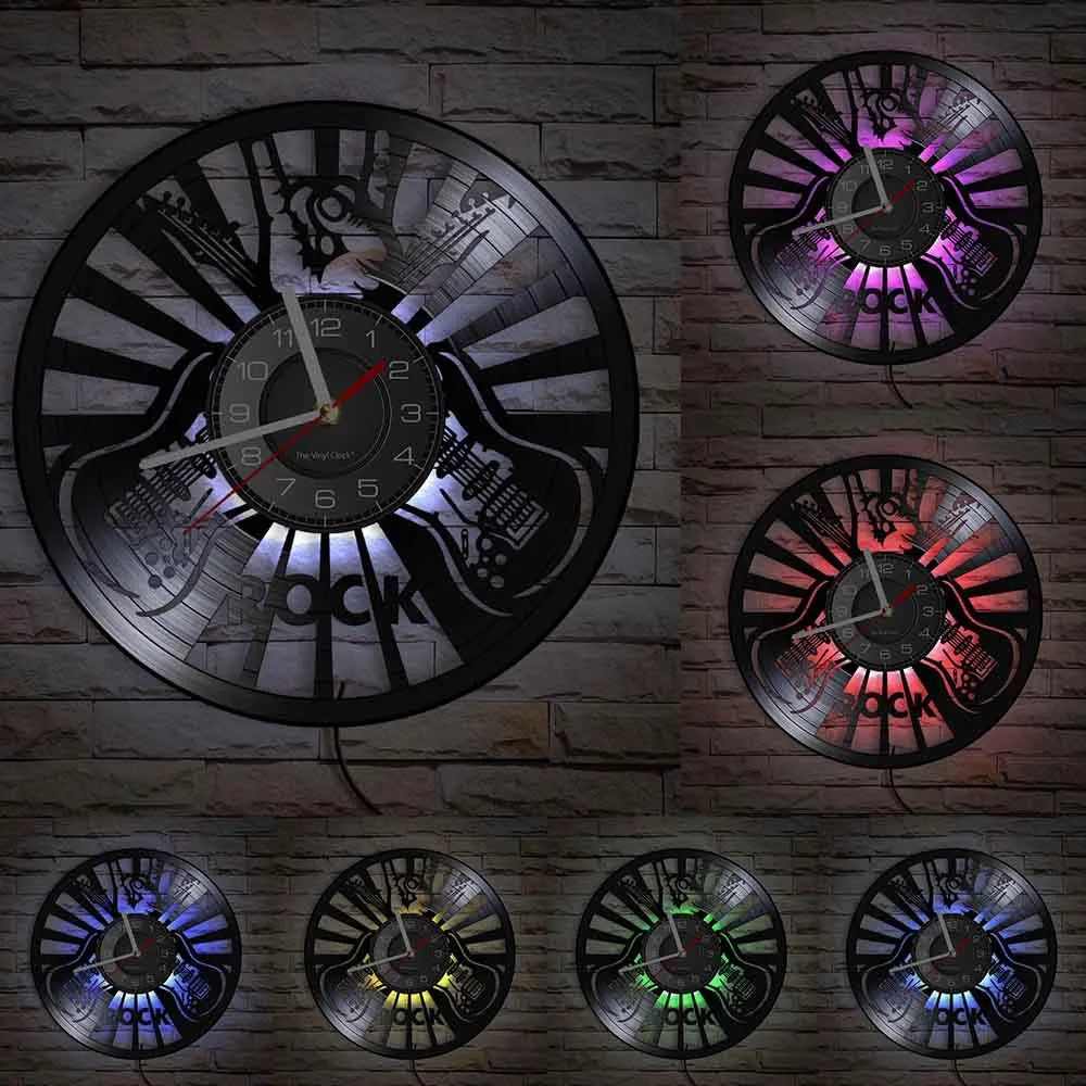 Guitar Player Vinyl Record Wall Clock: The Rock Music Instrument Wall Art for Your Living Room