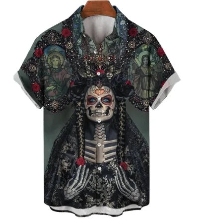 2024 Summer I Love Horror Men's Shirt 3D Printed Horror Pattern Hawaiian Fashion Top Freddy Jigsaw It Jason - Premium  from Lizard Vigilante - Just $21.99! Shop now at Lizard Vigilante