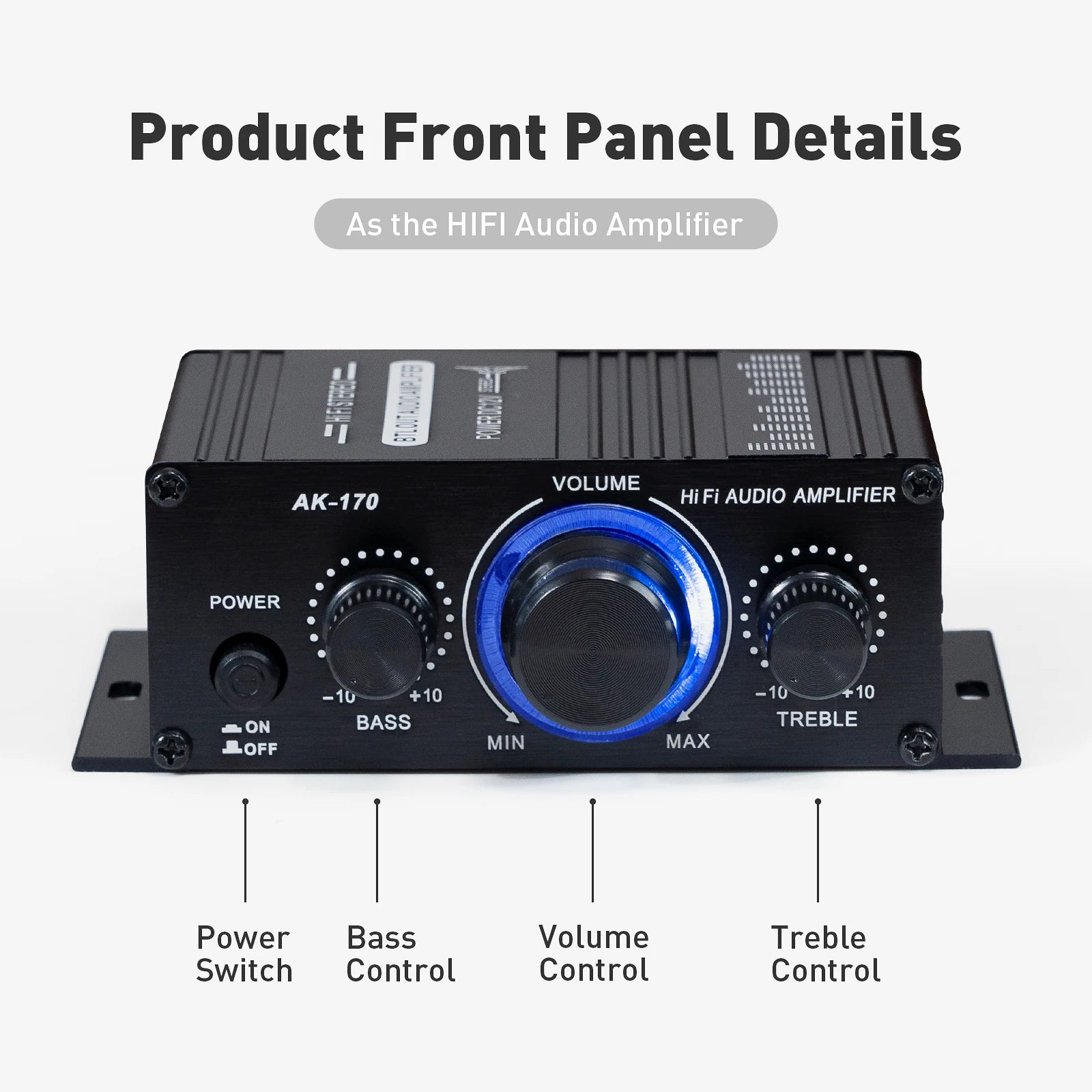 AK170 Mini Digital Power Audio Car Amplifier Blue Light Stereo Audio Amplifier for Home Theater Club Party Music 200W x2 - Premium  from Lizard Vigilante - Just $24.99! Shop now at Lizard Vigilante