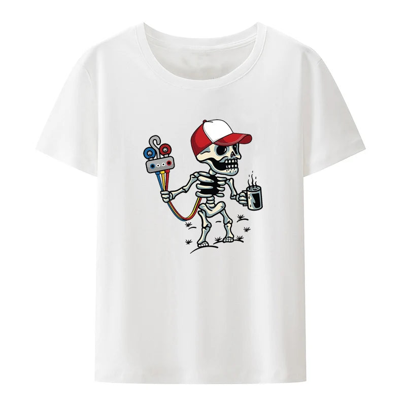 Funny Skull HVAC Coffee Break T-Shirt – Men’s Casual Modal Print Tee - Premium T-shirt from Lizard Vigilante - Just $23.88! Shop now at Lizard Vigilante