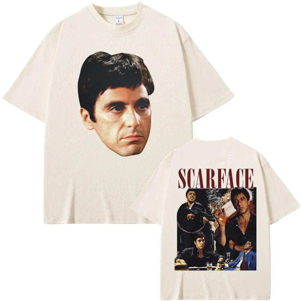 Scarface Al Pacino As Tony Montana T-shirts Graphic Print Men Hip Hop Rock T Shirts Male Oversized T Shirt - Premium T-Shirt from Lizard Vigilante - Just $23.99! Shop now at Lizard Vigilante