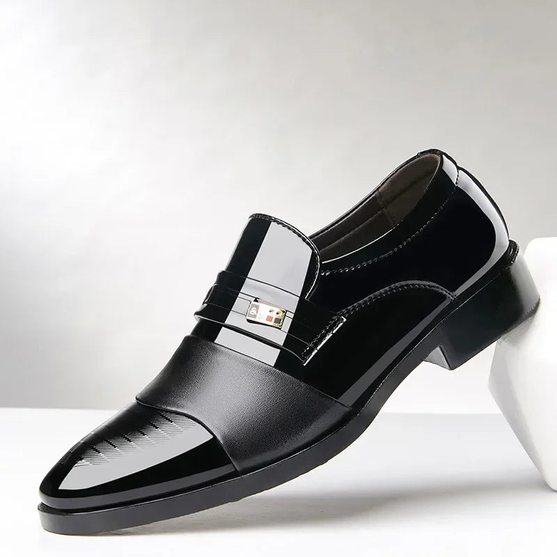 Leather Shoes for Men Wedding Formal Oxfords Business Casual Office Work Shoes for Men Classic Luxury Pointy Men's Dress Shoes - Premium  from Lizard Vigilante - Just $26.99! Shop now at Lizard Vigilante