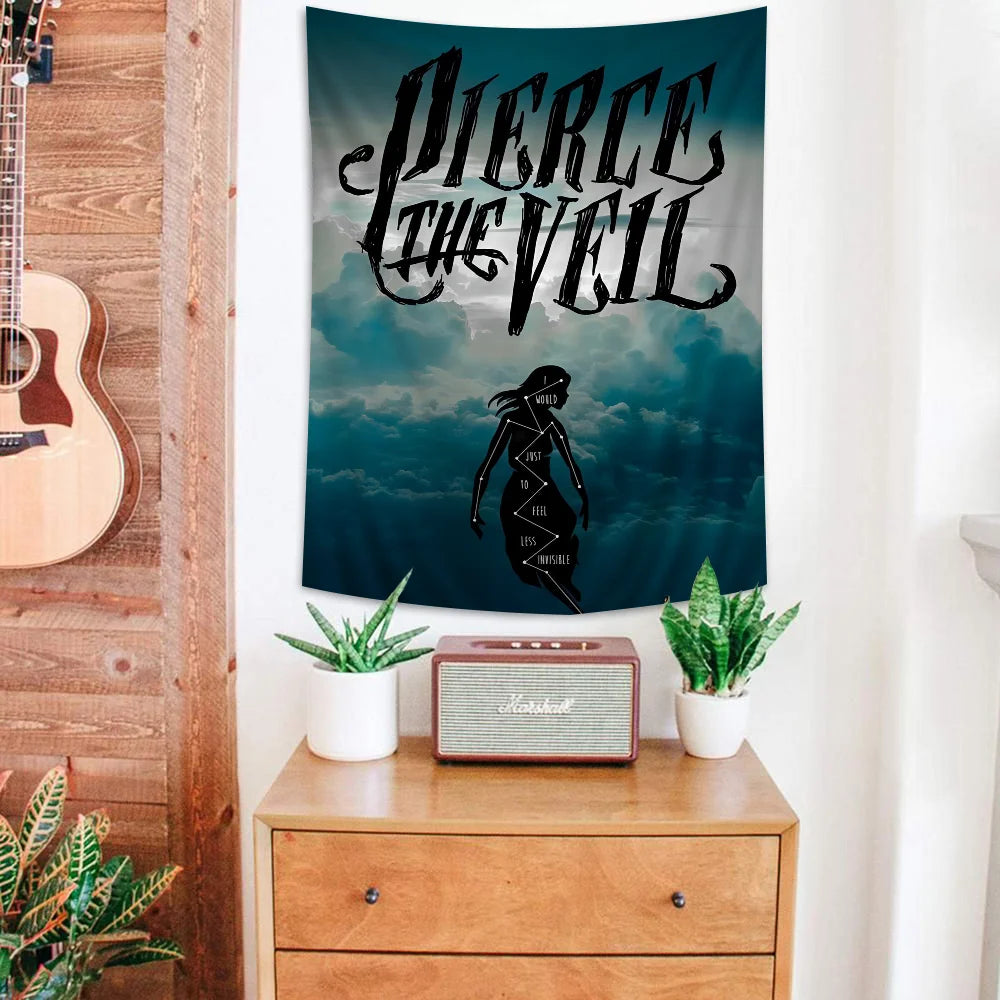 Pierce The Veil Band Anime Tapestry – Hippie Flower Wall Hanging for Dorm & Bedroom Decor - Premium tapestry from Lizard Vigilante - Just $26.99! Shop now at Lizard Vigilante