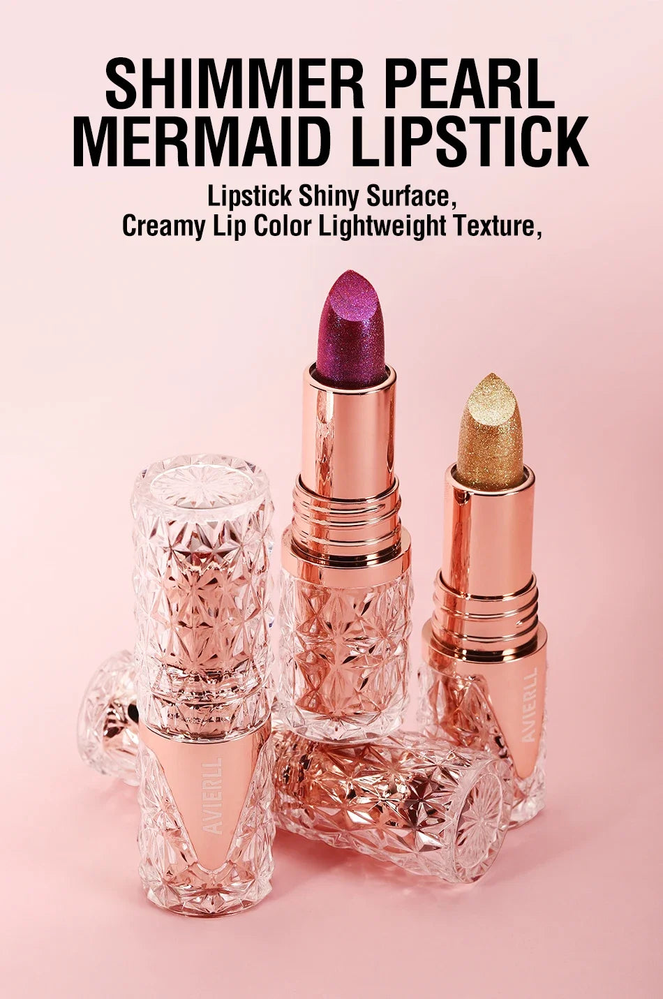 Fine Glitter lipstick, Quicksand Gold Lipstick, Moisturizing Silky Mermaid Girl Pink, Long-Lasting Waterproof Grapefruit Orange