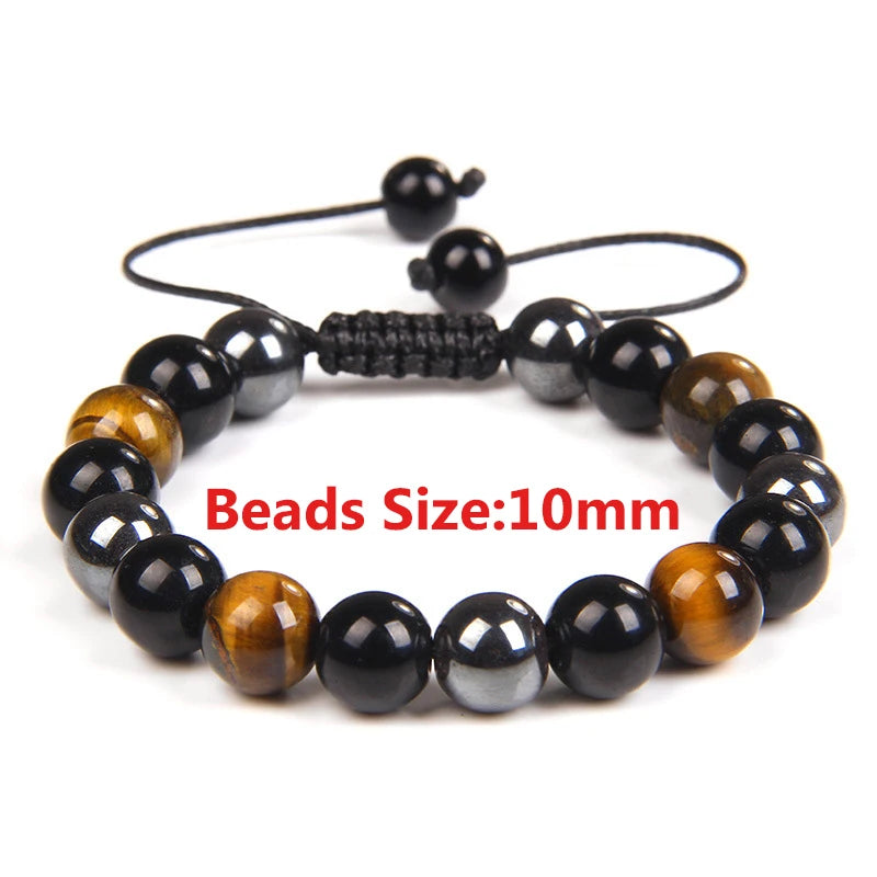 Power Up Your Life: Natural Tiger Eye, Hematite, & Obsidian Magnetic Bracelet - Premium obsidian bracelet from Lizard Vigilante - Just $22.99! Shop now at Lizard Vigilante