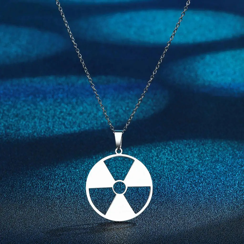 Radiation Hazard Symbol Pendant Radioactive Necklace Hulk Logo Nuclear Emblem Cyber Logo - Premium necklace from Lizard Vigilante - Just $13.99! Shop now at Lizard Vigilante