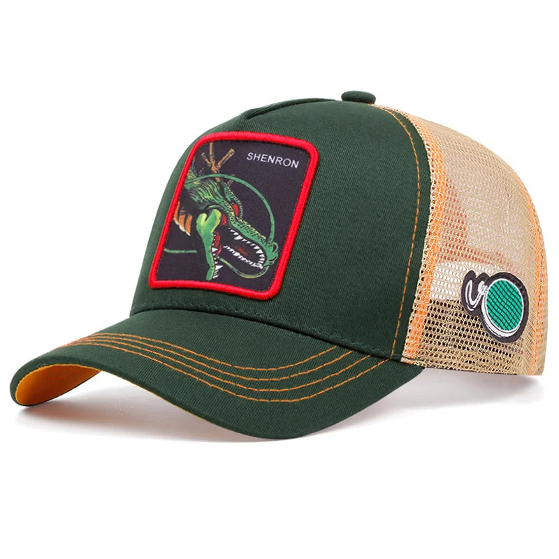 New Dragon Ball Trucker Hat Son Goku Cap Summer Travel Peaked Cap Men's Embroidery Hip-Hop Cap Style Sun Visor Adjustable Mesh - Premium cap from Lizard Vigilante - Just $4.99! Shop now at Lizard Vigilante