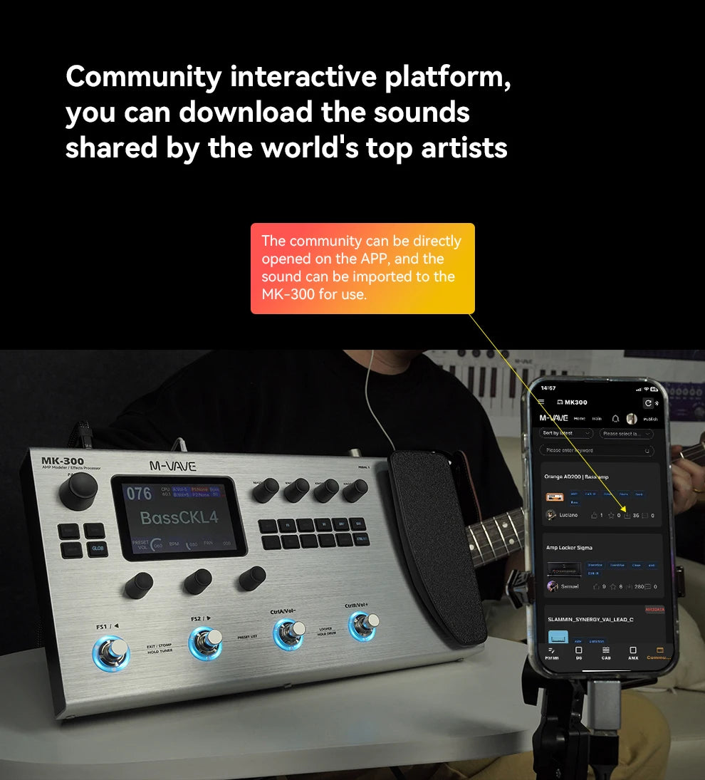M-VAVE MK-300 Neural Guitar Multi-Effect Beast – 120 Amps, 360 FX, 10h Battery, Stereo Looper & Drum Arsenal