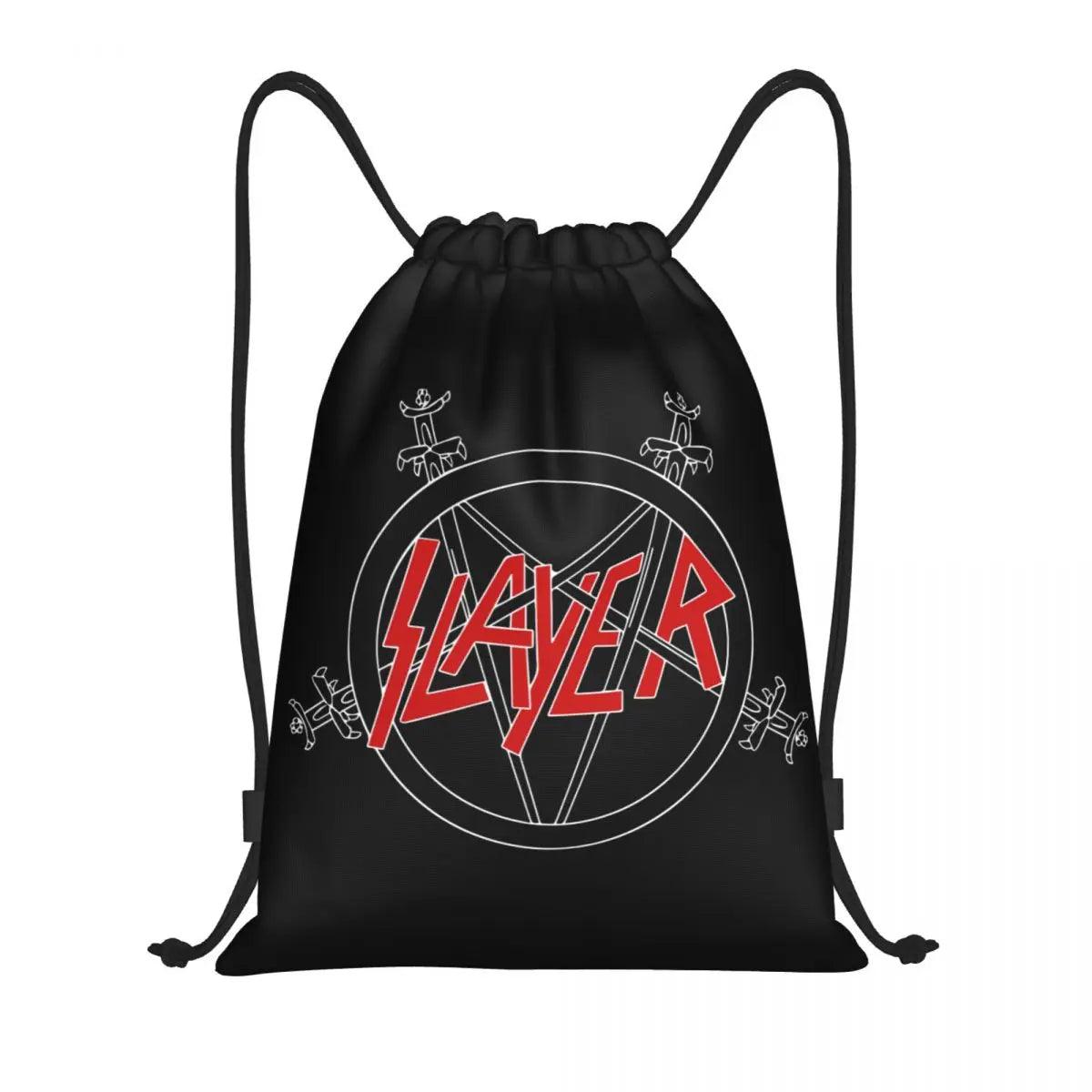 Heavy Metal Rock Slayers Logo Drawstring Bags Women Men Portable Sports Gym Sackpack Thrash Band Shopping Backpacks - Lizard Vigilante