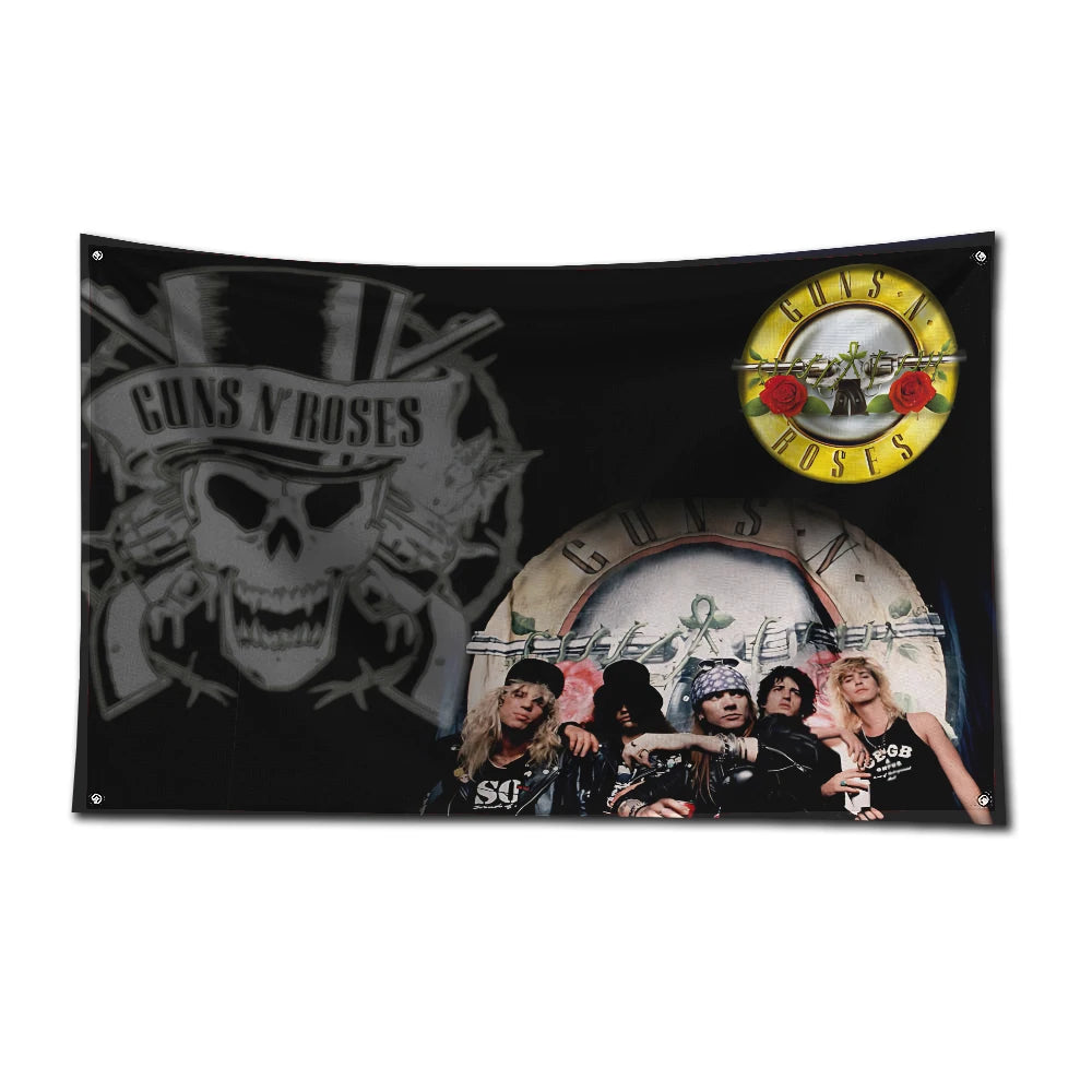 Guns N' Roses Rock Band Flag – 3x5 FT Polyester Banner with Digital Printing and Brass Grommets for Garage or Outdoor Decor - Premium flag from Lizard Vigilante - Just $19.99! Shop now at Lizard Vigilante