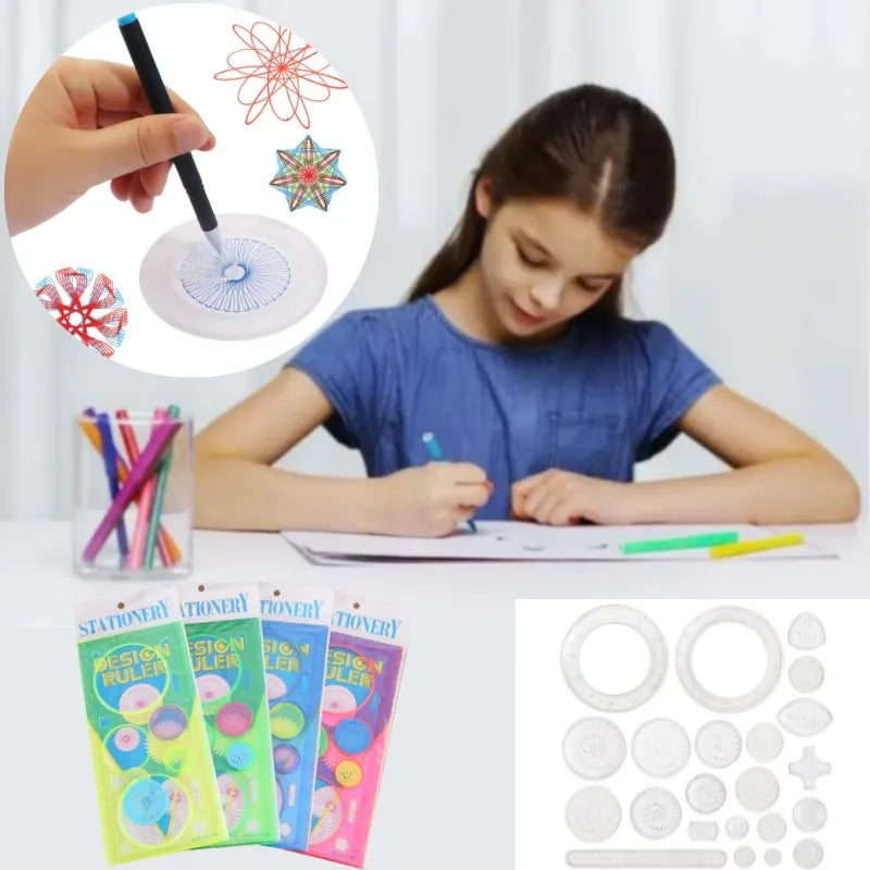 Spirograph Ruler Drawing Scratch Painting Toys – Interlocking Gears 22/4/1PC - Premium toy from Lizard Vigilante - Just $12.99! Shop now at Lizard Vigilante