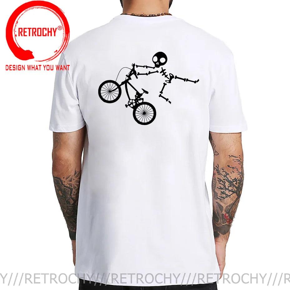 Skeleton Alien BMX Cycle Bike T-Shirt Custom Short Sleeve MTB Skull Biker TShirt Funny Fall O Neck Cotton T Shirt for Men - Lizard Vigilante