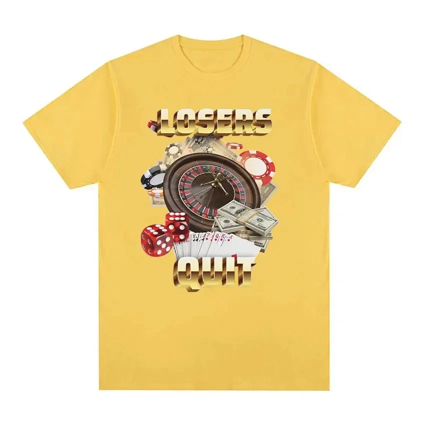 Losers Quit Gambling Meme Oversized Vintage T-Shirt – Unisex Cotton Casual Graphic Tee - Premium tee from Lizard Vigilante - Just $23.88! Shop now at Lizard Vigilante