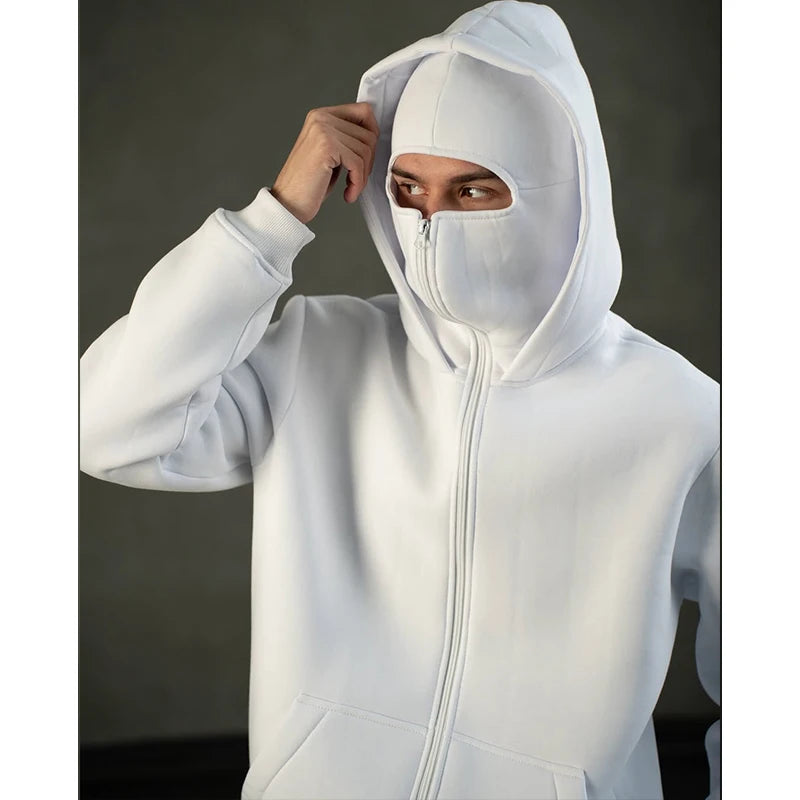 Full Zipper Retro Ninja Mask Jacket Coats Y2k Hip Hop Rock Men Oversized Punk Hoodie Winter Warm Long Sleeve Sweatshirt American - Premium  from Lizard Vigilante - Just $65.99! Shop now at Lizard Vigilante
