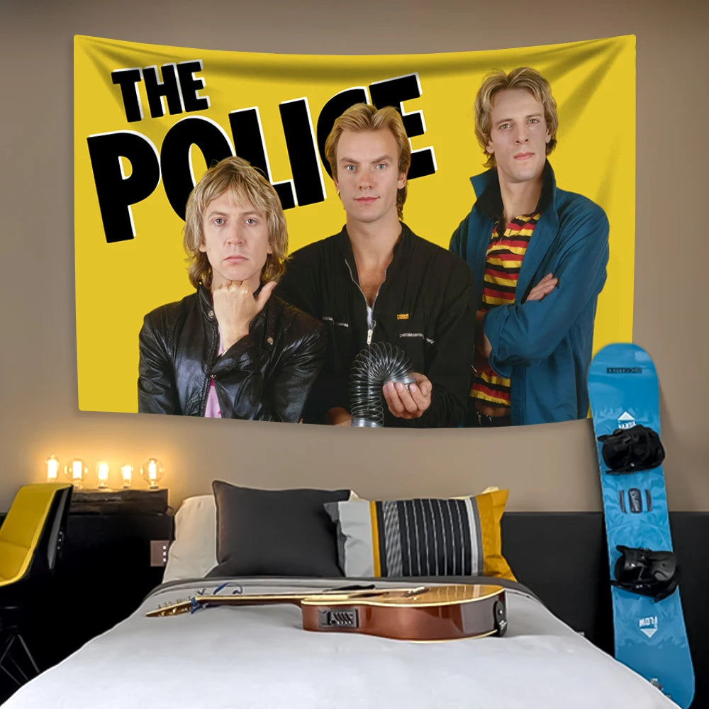 The Police Band Tapestry – Vintage British Rock Concert Wall Hanging for Bedroom or Dorm Decor - Premium tapestry from Lizard Vigilante - Just $10.99! Shop now at Lizard Vigilante