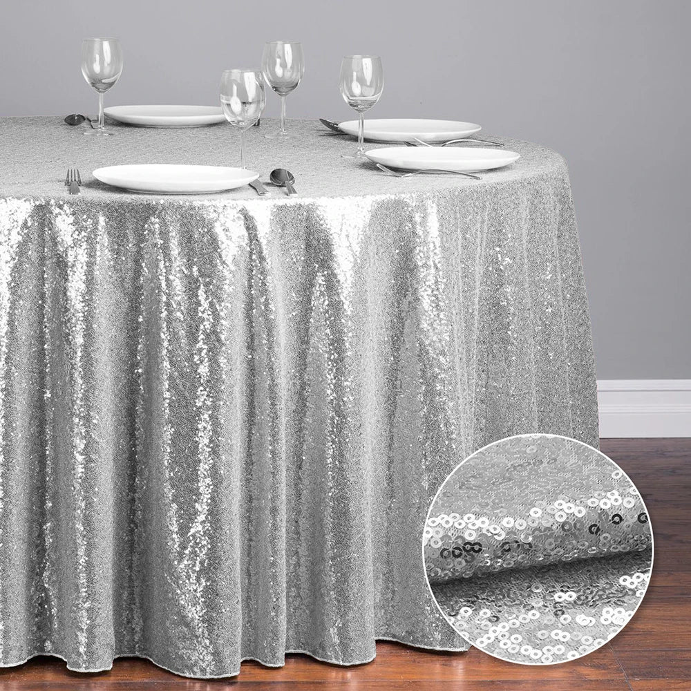 Glitter Sequin Round Tablecloth Party Table Cloth Cover for Events Wedding Party Christmas Decoration Rose Gold Silver 60-330cm - Premium tablecloth from Lizard Vigilante - Just $7.99! Shop now at Lizard Vigilante