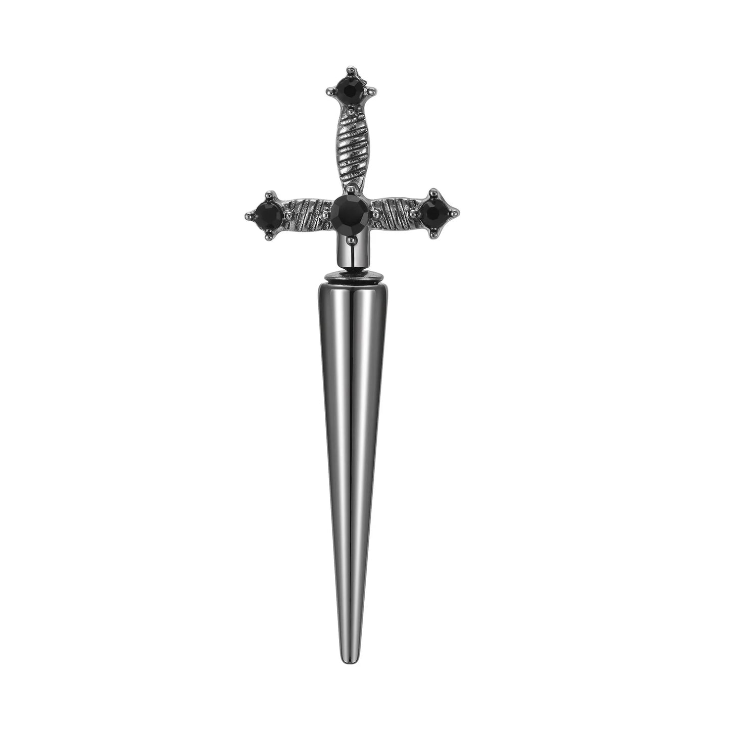 Gothic Sword Earrings with Black Stone Cross Studs - Premium  from Lizard Vigilante - Just $19.88! Shop now at Lizard Vigilante