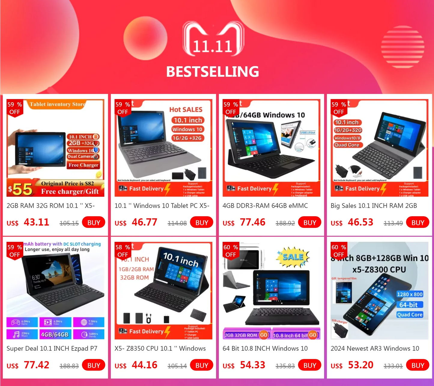 WINDOWS 11 Tablet PC 10.1 INCH 4GB DDR RAM 64GB ROM N3350 CPU 1920 x 1200 IPS Screen WIFI  Quad Core Dual Camera HDMI-Compatible