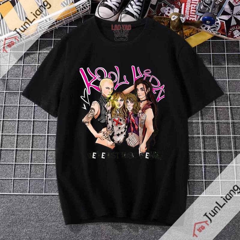 Maneskin Streetwear Italian Rock Band Women's T-shirt Kpop Harajuku Sportswear Man Y2k Clothing Goth Clothes Tops Men Funny Tees - Premium T-shirt from Lizard Vigilante - Just $23.99! Shop now at Lizard Vigilante