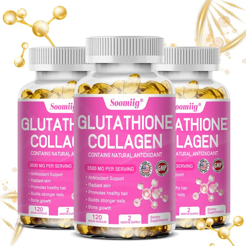 Glutathione Collagen Capsules, Skin Brightening & Anti-Aging, Supports Hair, Skin & Nail Health, NON-GMO, Glutathione Supplement
