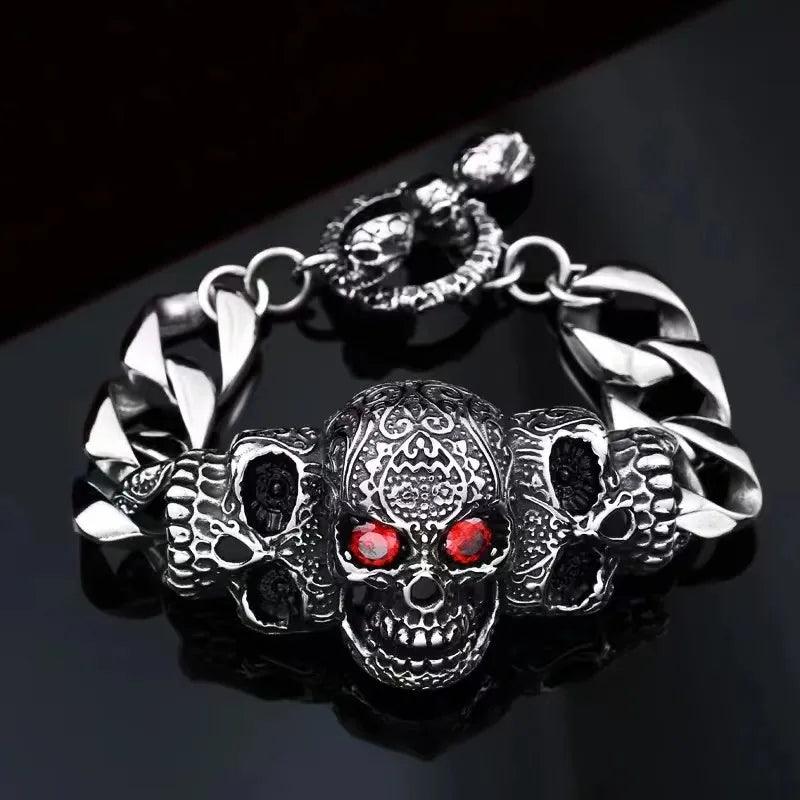 Boho Punk Gothic Skull Bracelet Men's Retro Personality Bike Ride Rock Party Cuff Jewelry Accessories - Lizard Vigilante