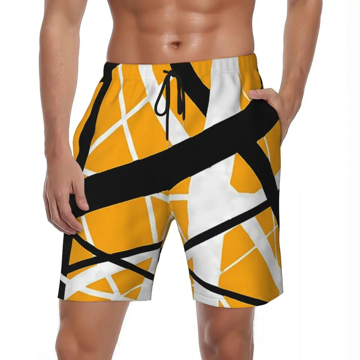 Van Halen Summer Stripes Gym & Swim Shorts – Fast-Dry Digital Print Board Shorts for Men’s Beach Adventures - Premium shorts from Lizard Vigilante - Just $38.88! Shop now at Lizard Vigilante