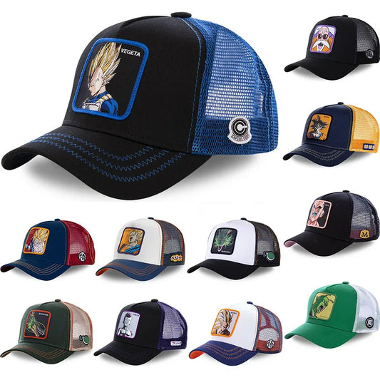 New Dragon Ball Trucker Hat Son Goku Cap Summer Travel Peaked Cap Men's Embroidery Hip-Hop Cap Style Sun Visor Adjustable Mesh - Premium cap from Lizard Vigilante - Just $4.99! Shop now at Lizard Vigilante