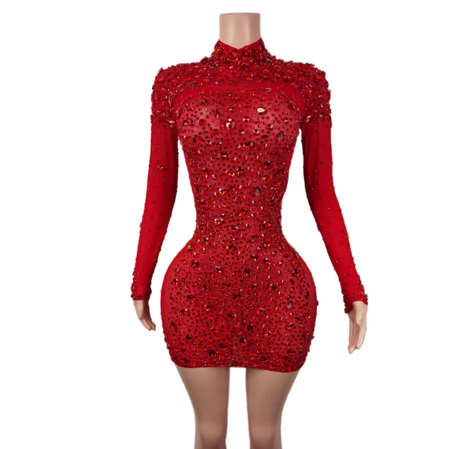 Christia Bella Sparkly Pink Rhinestones Dress – Sexy Dance Performance & Evening Party Dress with Abstract Pattern - Premium dress from Lizard Vigilante - Just $208.88! Shop now at Lizard Vigilante