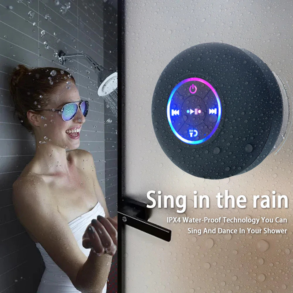 Mini Bluetooth Speaker Shower Subwoofer with Color LED Waterproof Handsfree Loudspeaker Music For Bathroom Pool Beach Car Phone