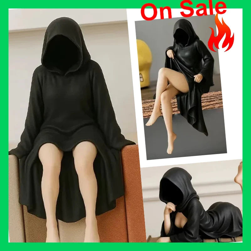 8/10/15cm Mysterious Statue Gothic Black Robe Women Statue Desktop Ornament Lady Statue for Desk Fireplace Shelf Mantel Table