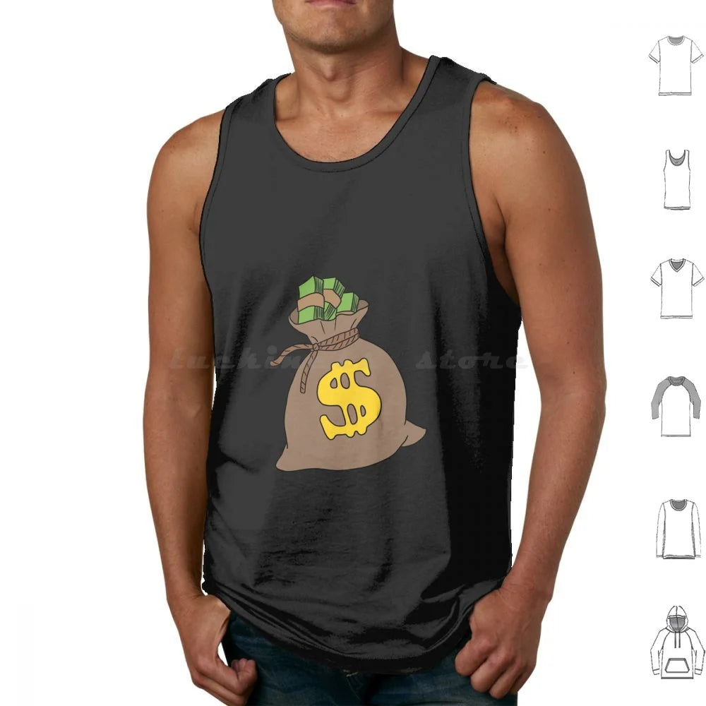 Money Bag Tank Top – 100% Cotton Rich Hustle Style with Bold Cash-Inspired Graphics for Trendsetting Men - Premium  from Lizard Vigilante - Just $28.88! Shop now at Lizard Vigilante