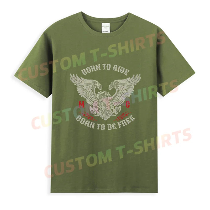 Born to Ride Moto Biker Graphic T-Shirt – Men's Oversized Cotton Streetwear Tee, Casual Cool Style S-3XL - Premium T-Shirt from Lizard Vigilante - Just $23.88! Shop now at Lizard Vigilante