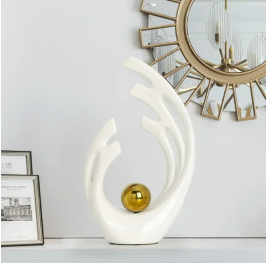 Abstract Ceramic Sculpture Golden Art Statue Modern Home Decor Accessories Living Room Desk Office Supplies Crafts Gifts