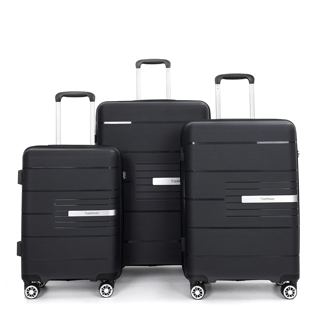 Travelhouse Hardshell Suitcase PP Luggage Sets Lightweight Durable Suitcase with TSA Lock,3-Piece Set (20/24/28) - Premium  from Lizard Vigilante - Just $180.99! Shop now at Lizard Vigilante