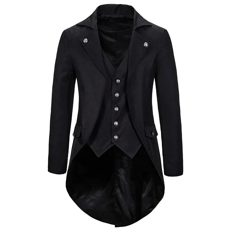 Men's Red Steampunk Tailcoat Jacket – Gothic Victorian Party, Prom & Stage Tuxedo Blazer - Premium jacket from Lizard Vigilante - Just $59.99! Shop now at Lizard Vigilante