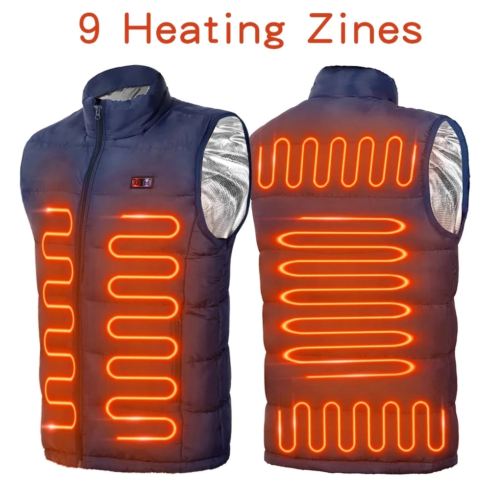 Easy To Use, 9 Zone Heated Vest Electric USB Battery-Powered Jackets Men Women Sportswear Warming Coat Graphene Warm Coat For Camping - Premium heated vest from Lizard Vigilante - Just $48.88! Shop now at Lizard Vigilante