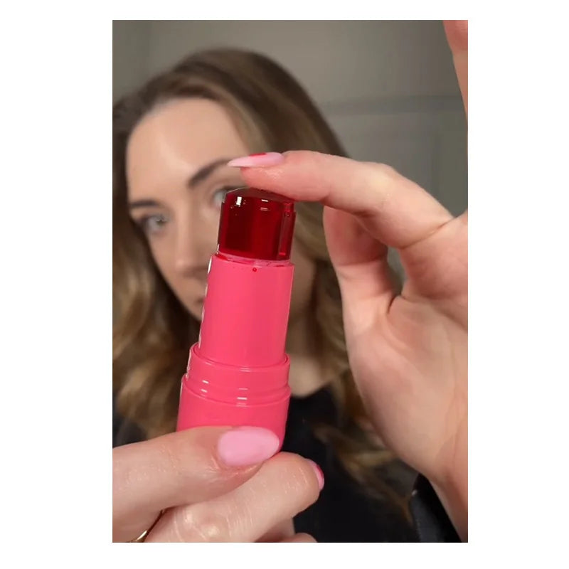 Milk Jelly Lipstick Blush Stick Moisturized Blusher Rouge Cream Shimmer Powder Blusher Stick Beauty Makeup for Women and Girls