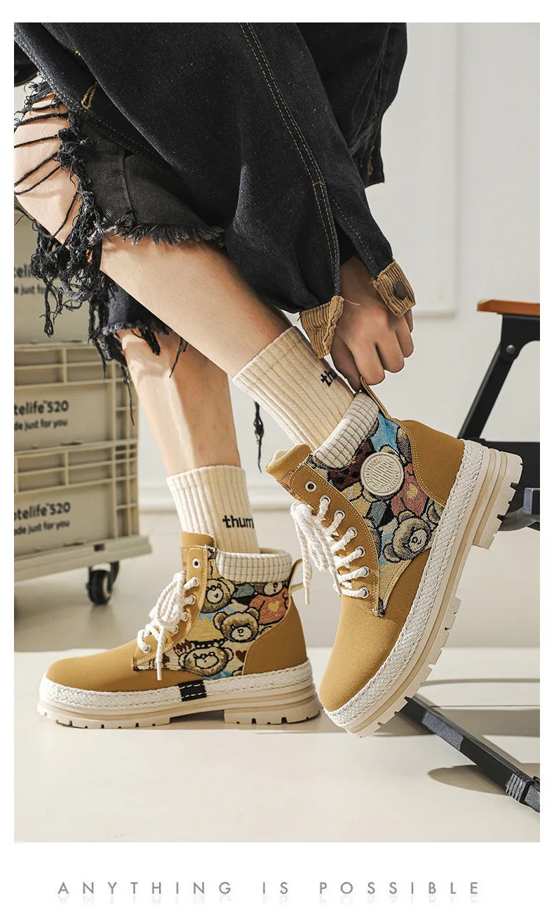 "Riot Fuel" Men's Street Platform Combat Boots – 2025 Limited Ankle-Lace Designer Desert Kickers for Cold-War Winters - Premium boots from dsers - Just $32.99! Shop now at Lizard Vigilante