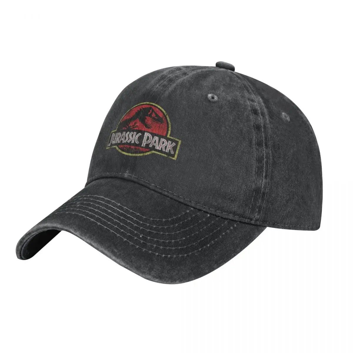 Jurassic Park Baseball Cap Dinosaur Red Black Distressed Logo Rock High Quality Washed Trucker Hat Male Cool Custom Washed Snapback Cap - Lizard Vigilante