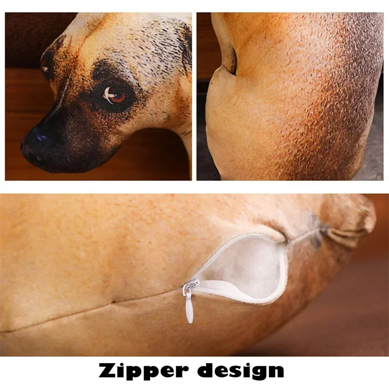 3D Dog Cushion Plush Body Throw Pillow Stuffed Doll Toy Realistic Dog Sofa Cushion Office Chair Decorative Home Creative Gift