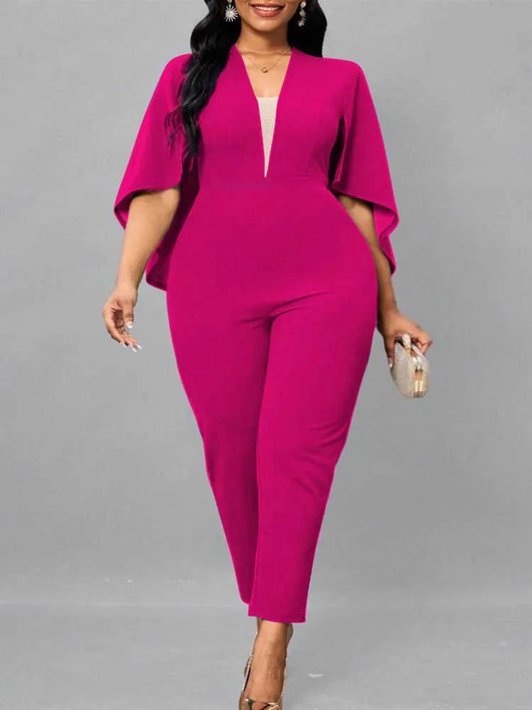 Elegant Batwing Sleeve Jumpsuit - Sophisticated Style - Premium jumpsuit from Lizard Vigilante - Just $46.66! Shop now at Lizard Vigilante