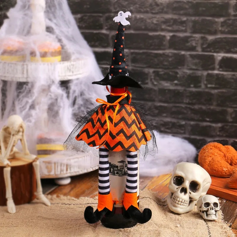 Halloween Wine Bottle Decoration Wine Bottle Decor Halloween Witch Hat Wine Bottle Cover Set Unique for Halloween for Party