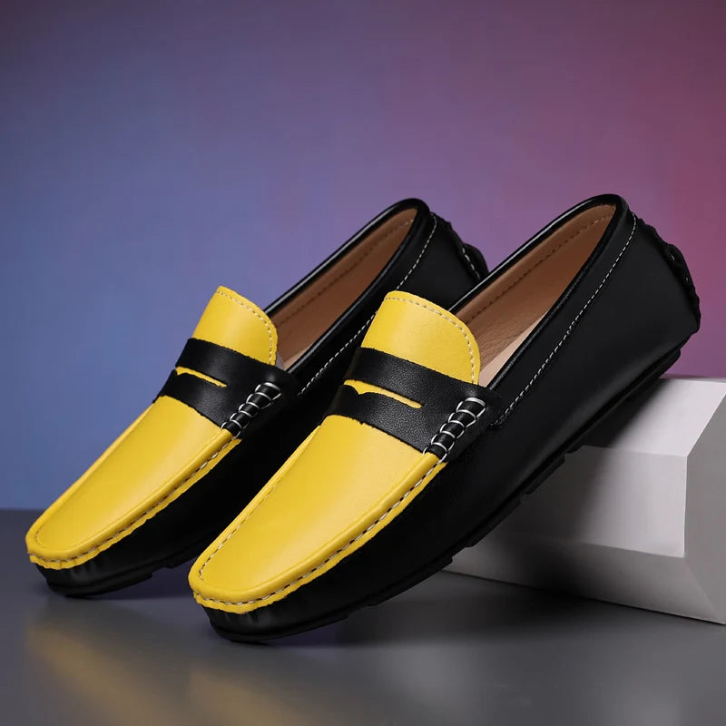 Men’s Italian Genuine Leather Loafers – Luxury Breathable Slip-On Moccasins, Casual & Formal Comfortable Driving Shoes - Premium loaferr from Lizard Vigilante - Just $36.99! Shop now at Lizard Vigilante