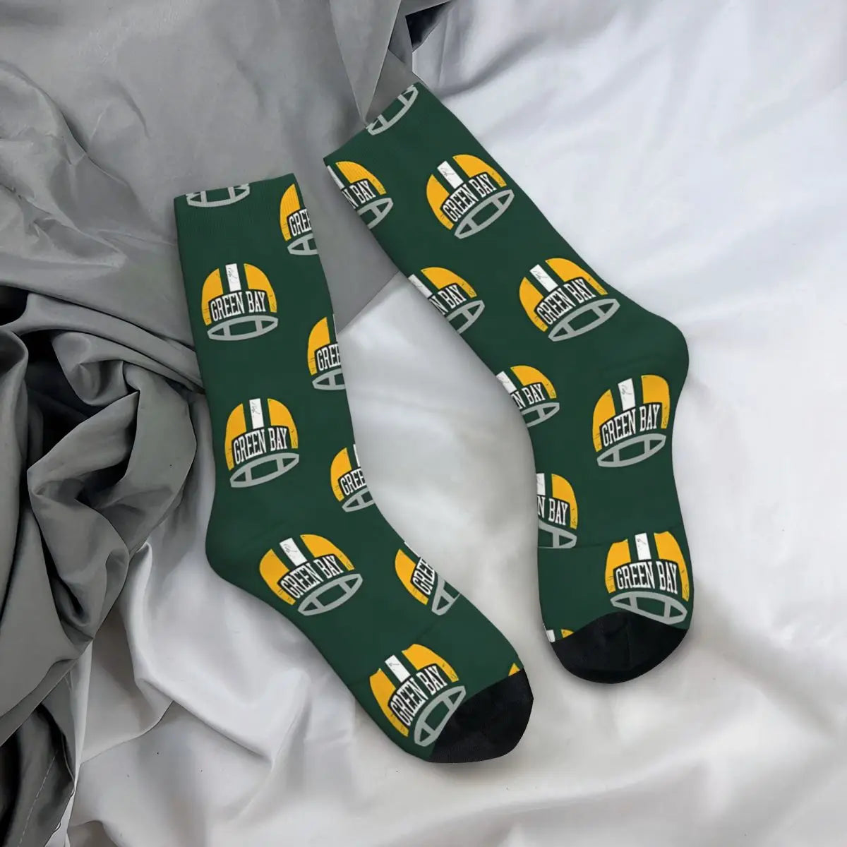 Green Bay Helmet Vintage Crew Socks for Men – Casual Gift - Premium socks from Lizard Vigilante - Just $22.88! Shop now at Lizard Vigilante