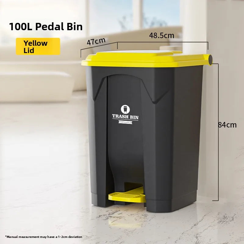 Commercial Pedal Tra Can Large Capaci Outdoor Foot Operated Garbage Bin Thiened Plastic Square Bin for Home And Kitchen