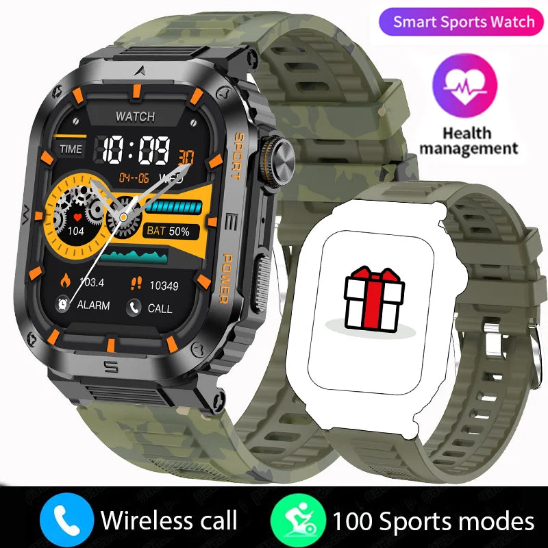 Rugged and Durable Military Smart Watch – 2.01" HD Display, IP68 Waterproof, Bluetooth Voice Smartwatch for Android & iOS - Premium smart watch from Lizard Vigilante - Just $58.99! Shop now at Lizard Vigilante