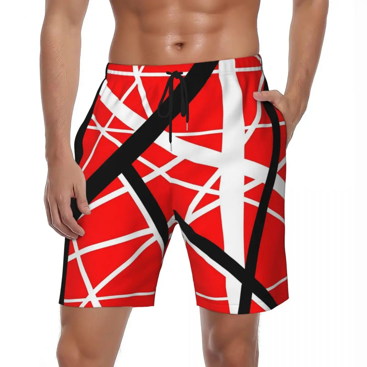 Van Halen Summer Stripes Gym & Swim Shorts – Fast-Dry Digital Print Board Shorts for Men’s Beach Adventures - Premium shorts from Lizard Vigilante - Just $38.88! Shop now at Lizard Vigilante