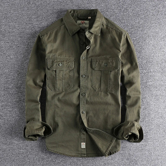 Long-Sleeved Men's Shirt Double Pockets Casual Jacket Thin Coat Youth - Premium  from Lizard Vigilante - Just $49.99! Shop now at Lizard Vigilante